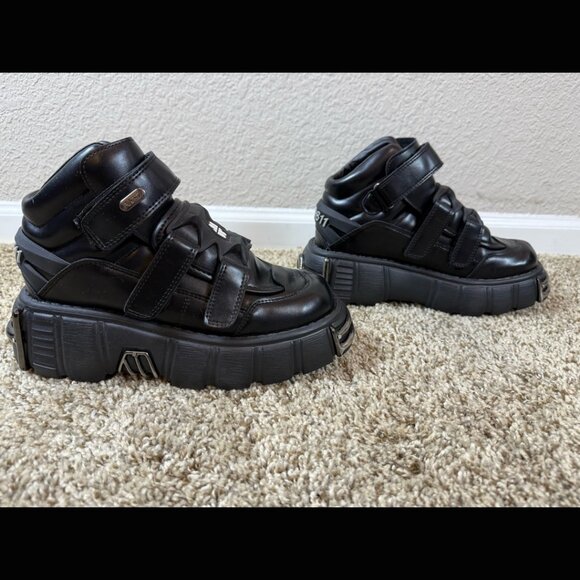 New Rock RePoshed Black NWOT Short Boots Shoes Ayustrong Aysz CD811 Metal 8 - Picture 4 of 7
